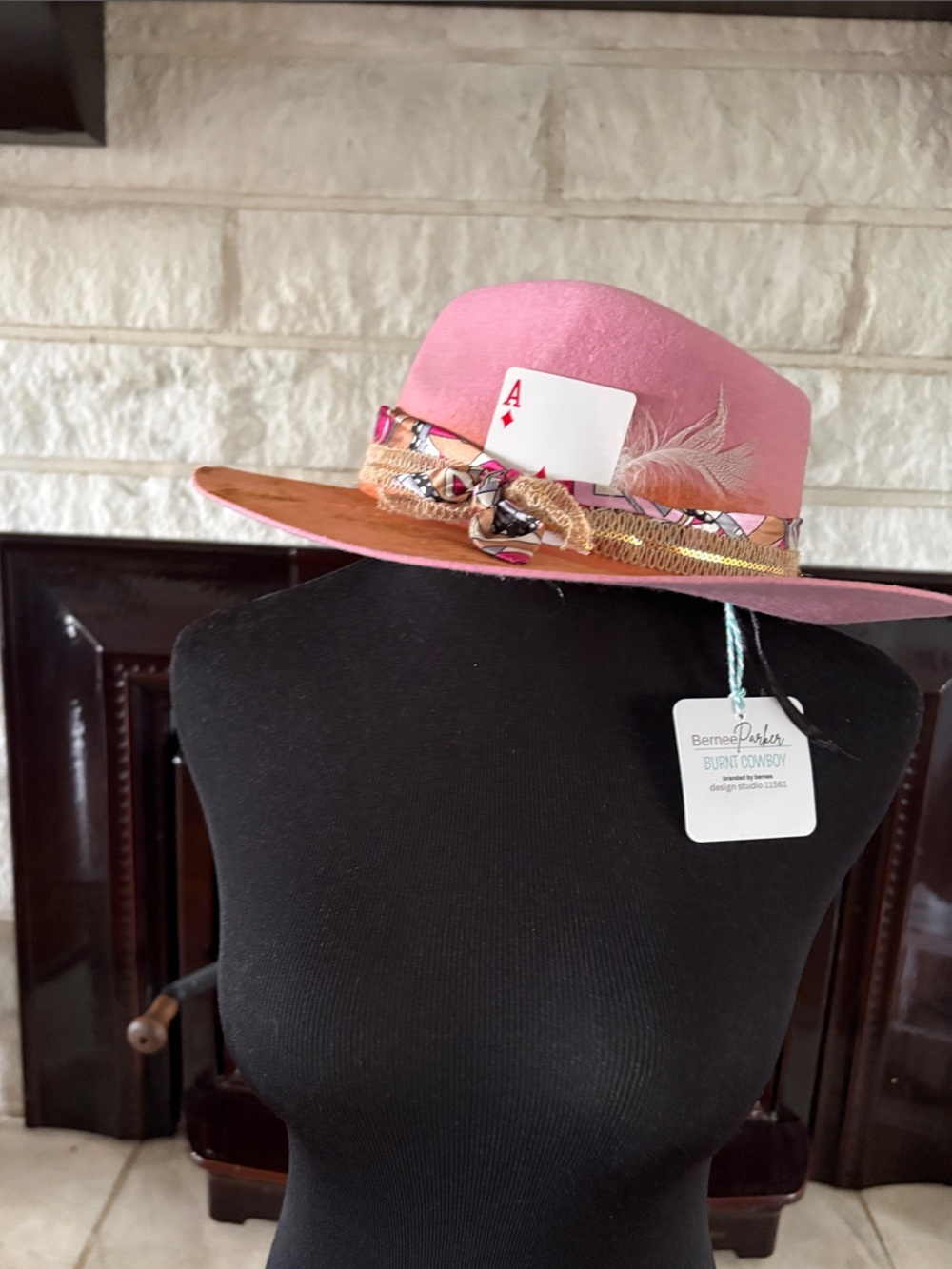 Pink Wide-Brim Fedora with Decorative Band